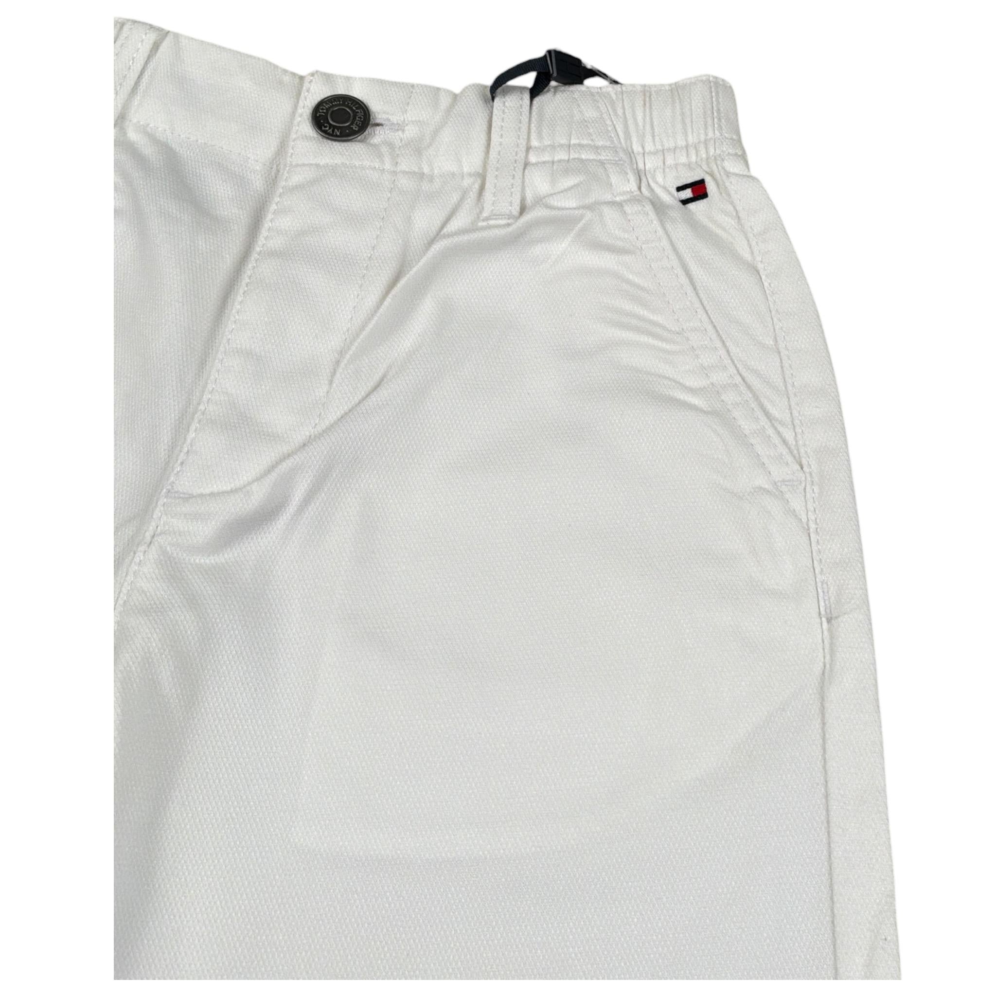 Tommy Hilfiger Pantalone tinta unita con Girovita Regolabile Bianco per Bambino KB0KB008946 BIANCO TOMMY HILFIGER 