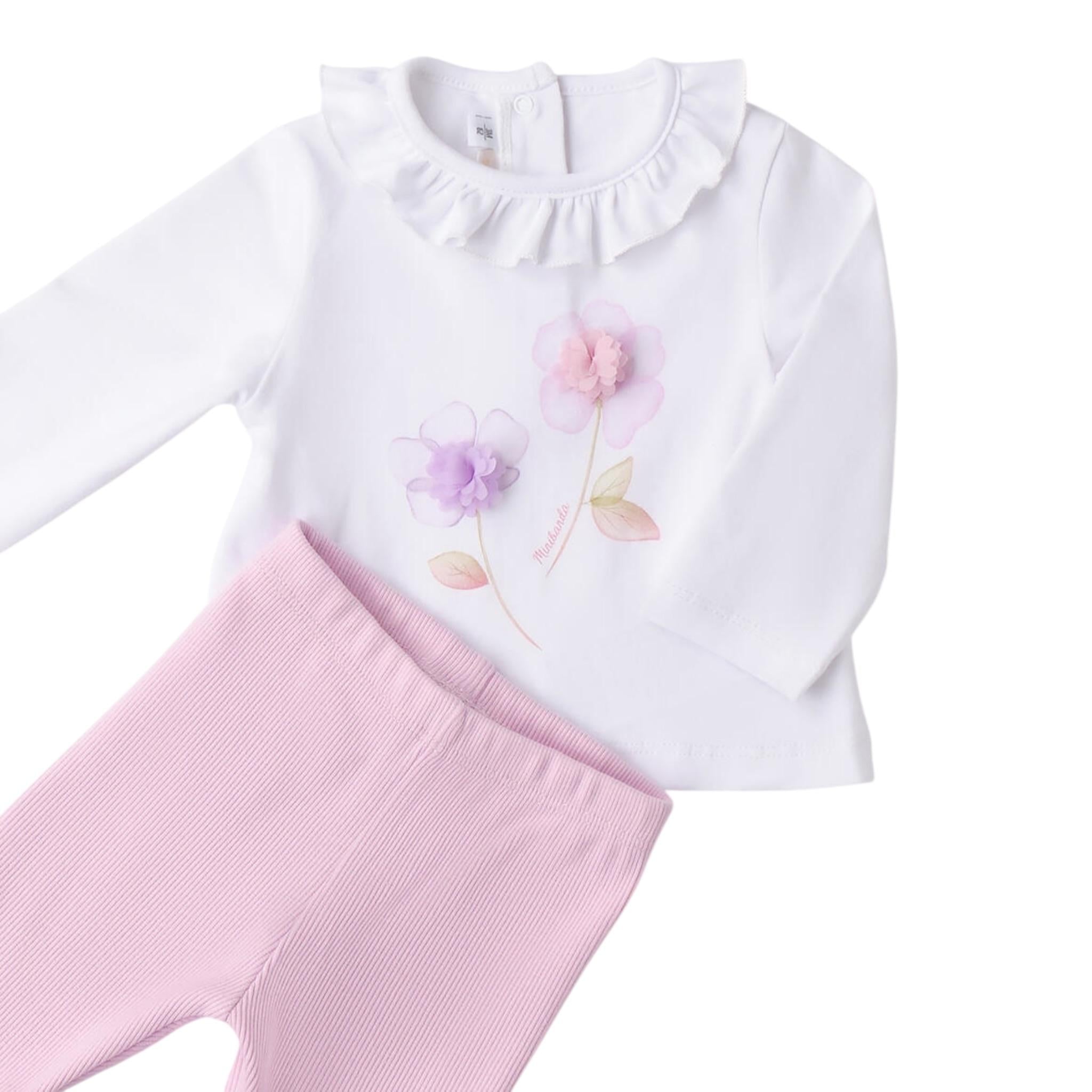 Mini Banda Completo 2 Pezzi Shirt-Leggins Bicolore per Neonata 3B746 BIANCO/ROSA MINI BANDA 