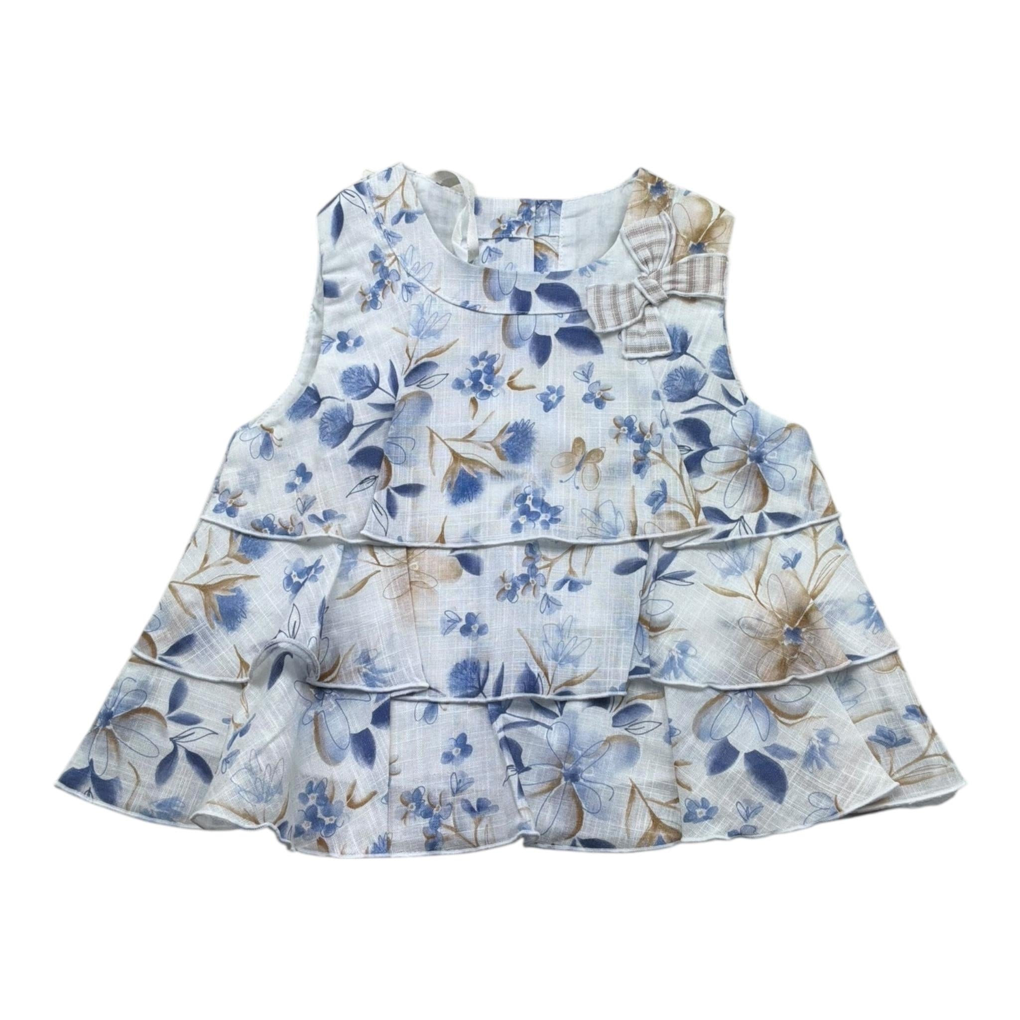 Minibanda Camicia Tinta Unita con Fantasia Fiori per Neonata 3B751 BIANCO MINIBANDA 