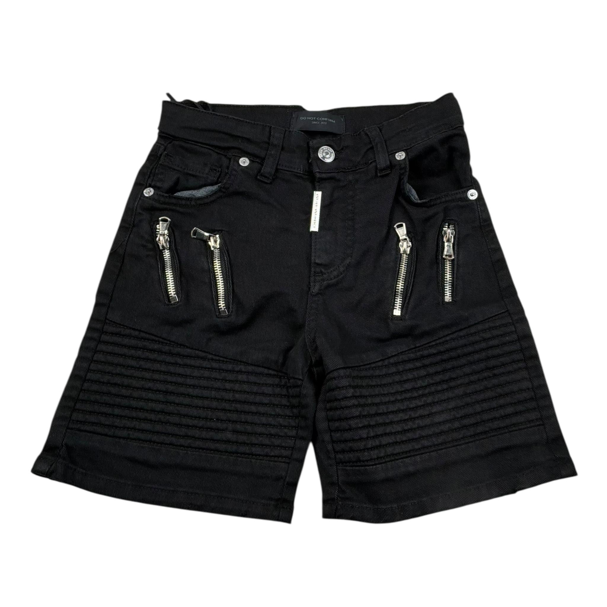 Do Not Conform Bermuda In Denim Tinta Unita con Girovita Regolabile per Bambino TAN007 NERO DO NOT CONFORM 