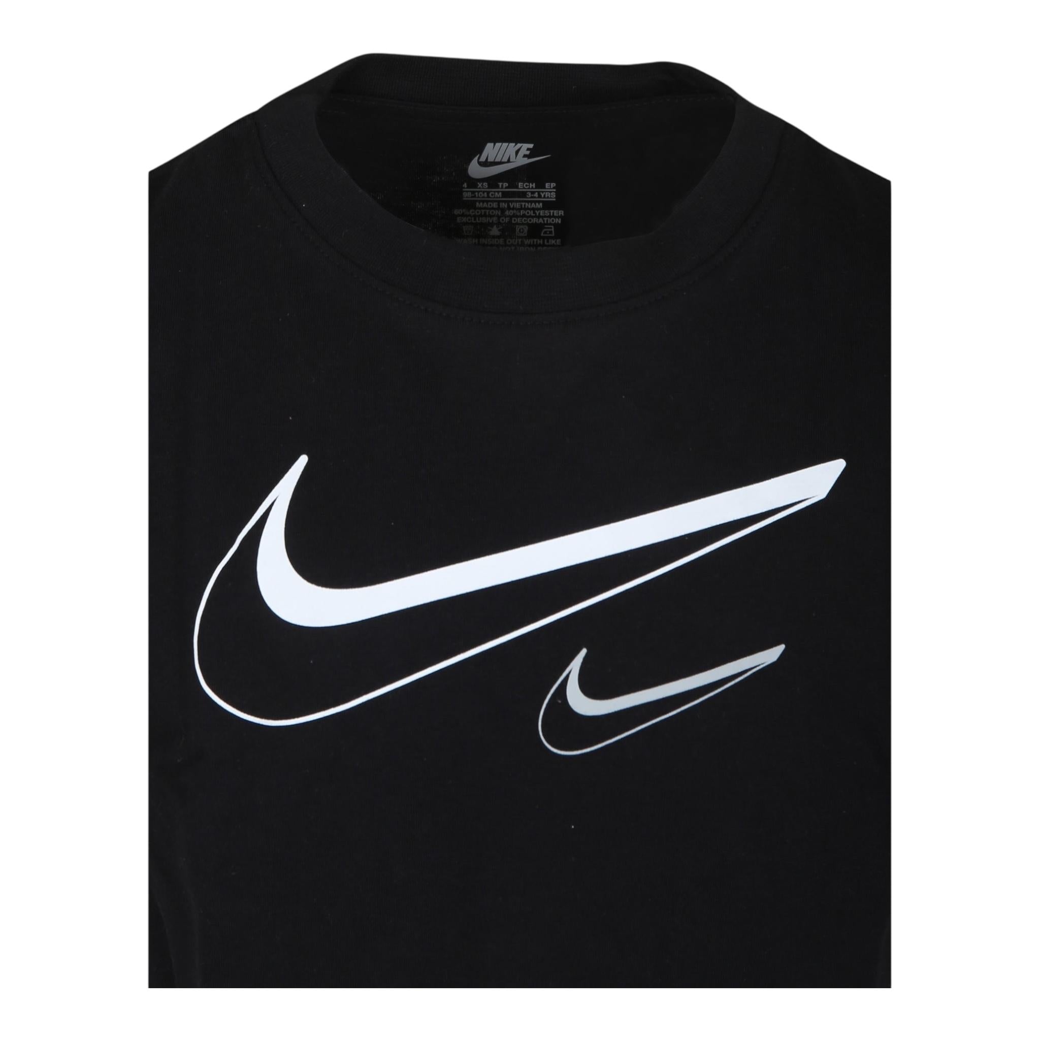 Nike T-Shirt Girocollo Tinta Unita con Logo per Bambina 36L670 NERO NIKE 
