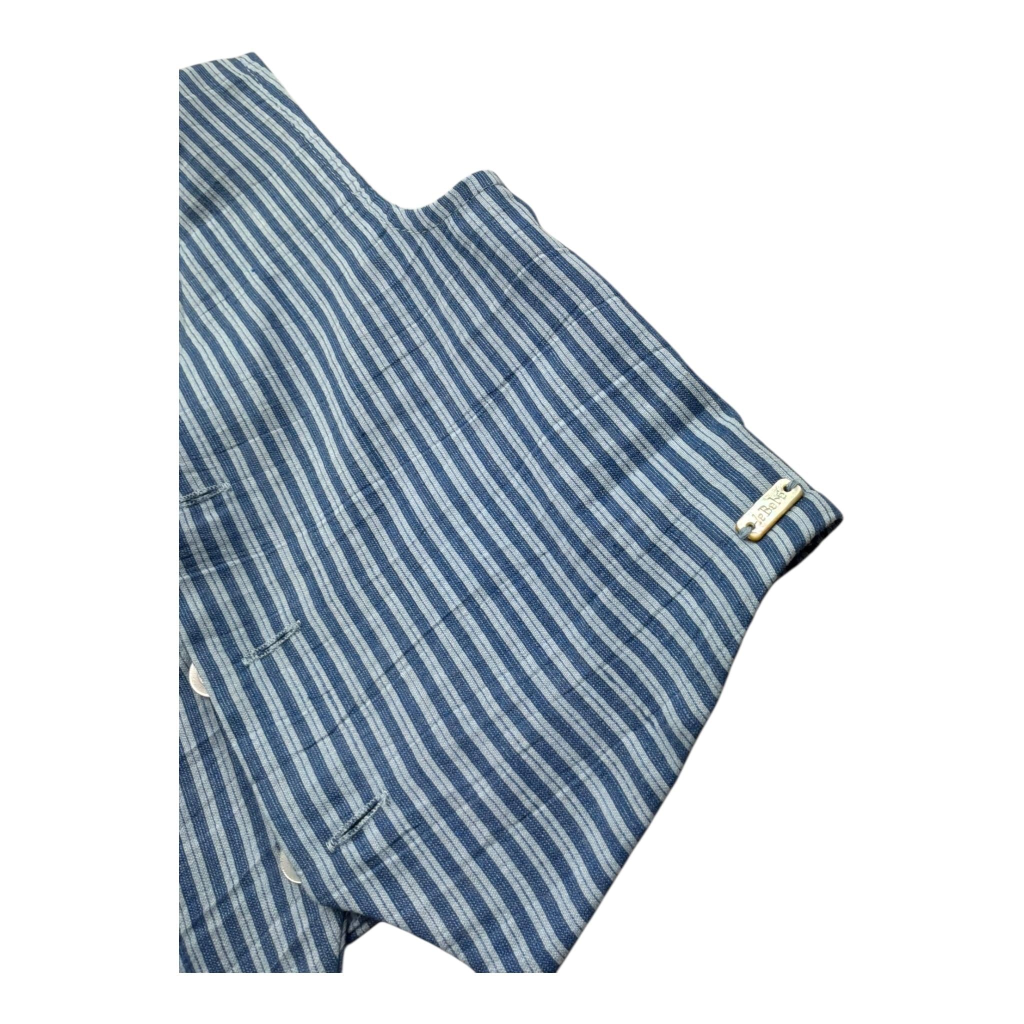 Le Bebe' Gilet Tinta Unita con Fantasia A Righe per Neonato LBB5359 BLU LE BEBE' 