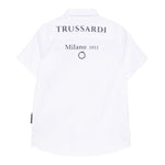 Trussardi Camicia Mezza Manica Tinta Unita con Logo per Bambino TBP25050CA BIANCO TRUSSARDI 