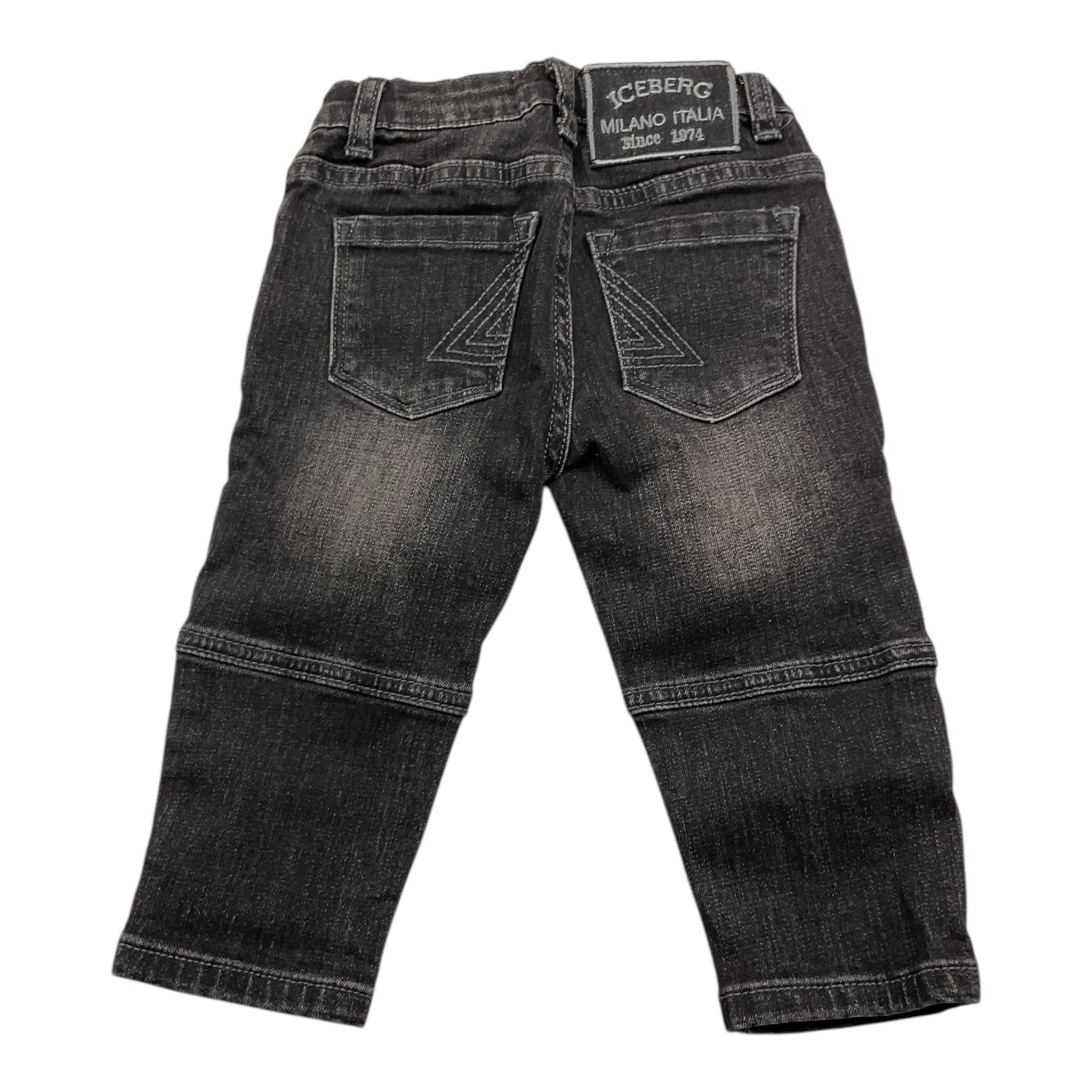 ICEBERG jeans tinta unita con girovita regolabile Nero per Neonato PTICE5308B NERO ICEBERG 