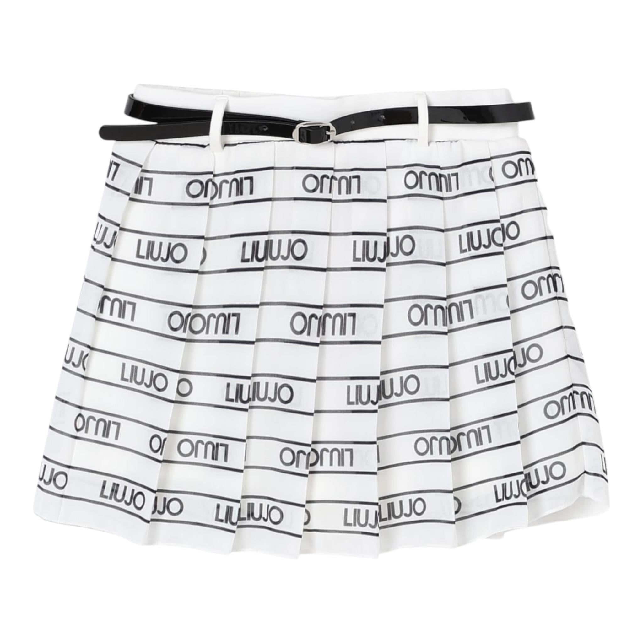 Liu Jo Short Finta Gonna-Cintura Tinta Unita Logata per Bambina GA5193 BIANCO LIU JO 