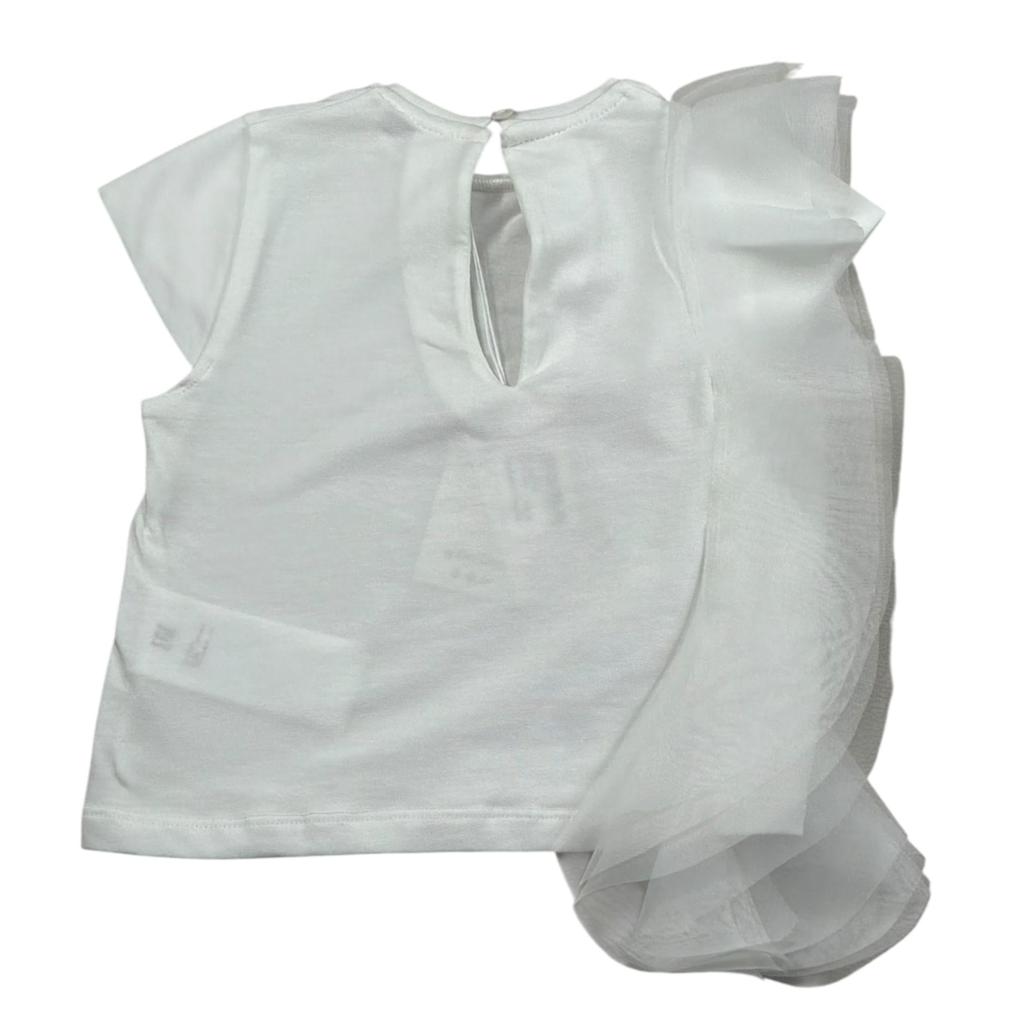 M+E' T-Shirt Girocollo tinta unita con Tulle Bianco per Bambina UE1768X BIANCO M+E' 