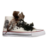 Quickas Sneakers Bicolore con Lacci e Applicazioni Bianco/Nero per Bambina