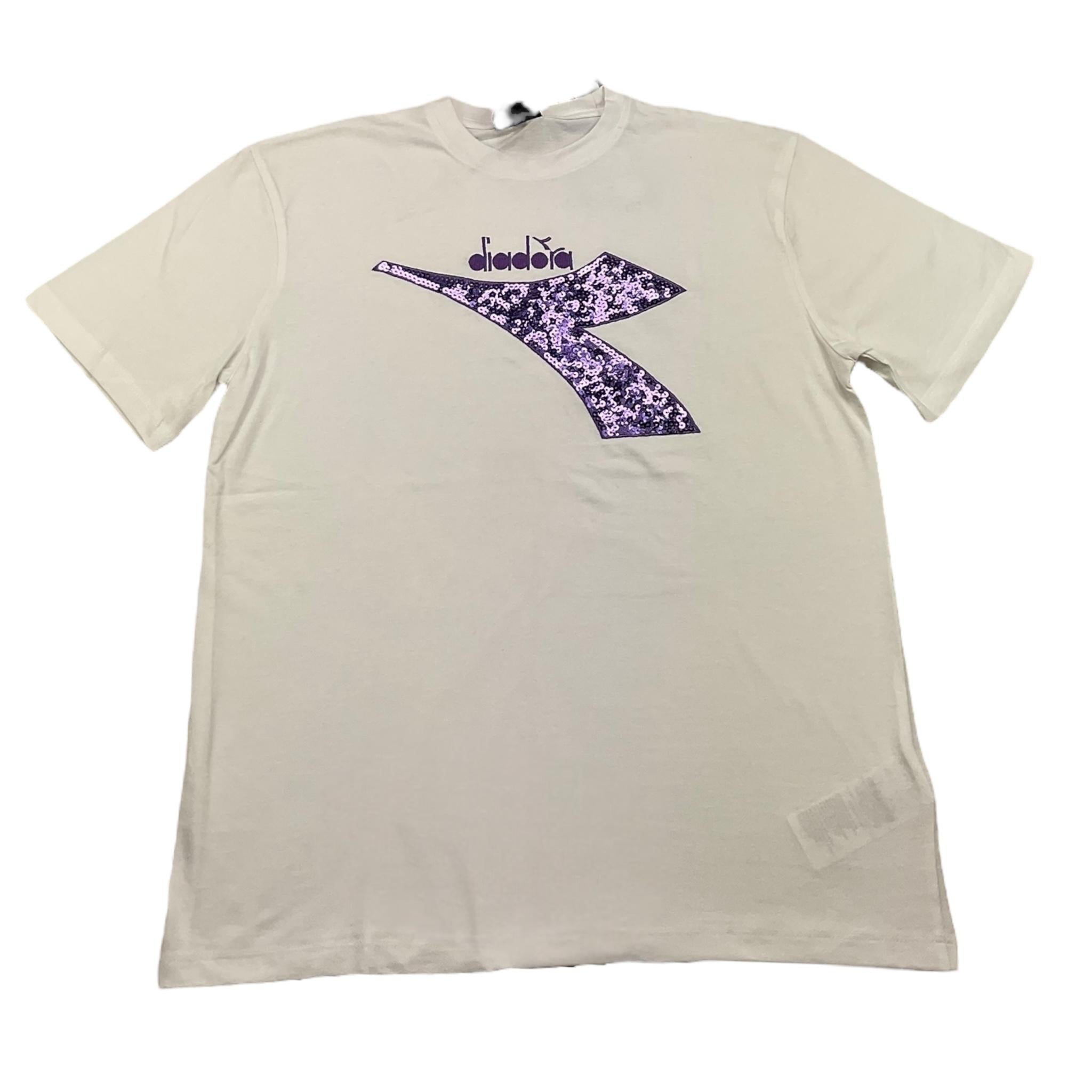 DIADORA t-shirt girocollo tinta unita con logo paillettat Bianco per Bambina F4DIJGTH072 BIANCO DIADORA 