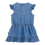 Guess Abito In Denim Tinta Unita Giromanica con Balze per Bambina K5GK27D3X30J BLU GUESS 