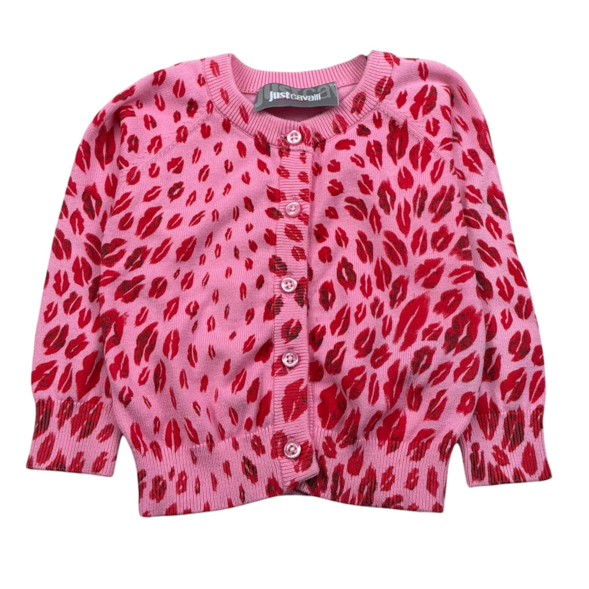 Just Cavalli Cardigan Tinta Unita Stampe Bacio per Neonata JGP26039CD ROSA JUST CAVALLI 