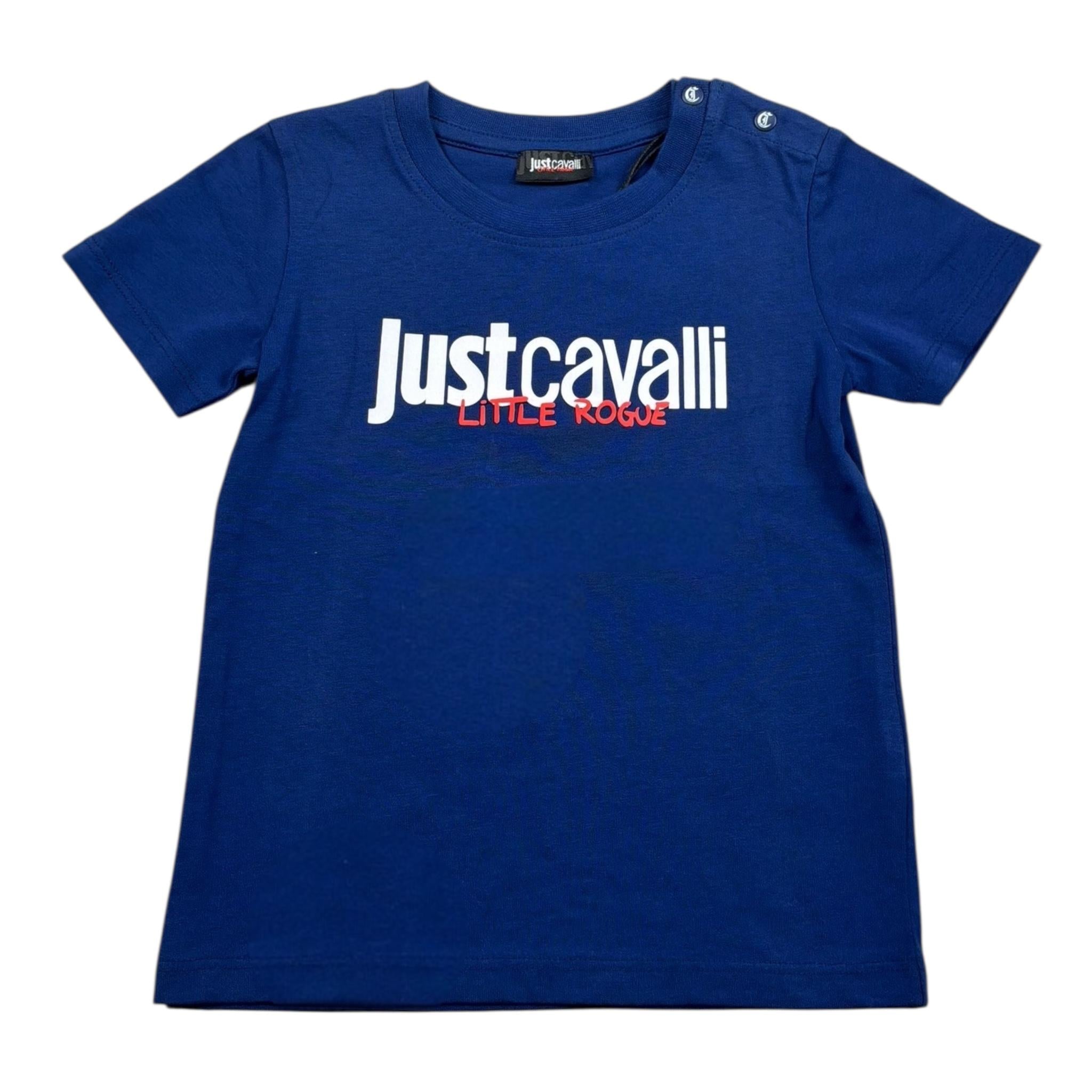 Just Cavalli T-Shirt Girocollo Tinta Unita con Stampa per Neonato JIP26047TS BLU JUST CAVALLI 