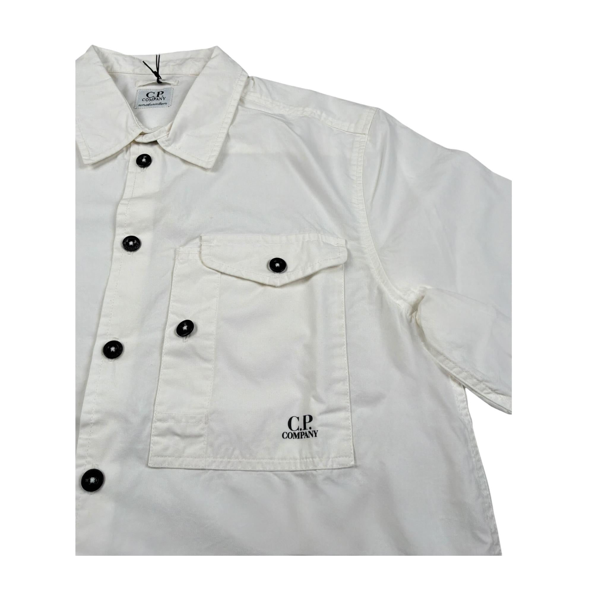 C.P. Company Camicia Mezza Manica tinta unita Panna per Bambino CUC008X PANNA C.P. COMPANY 