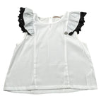 Alice Pi Camicia Tinta Unita con Profli In Contrasto per Bambina 2517 BIANCO ALICE PI 