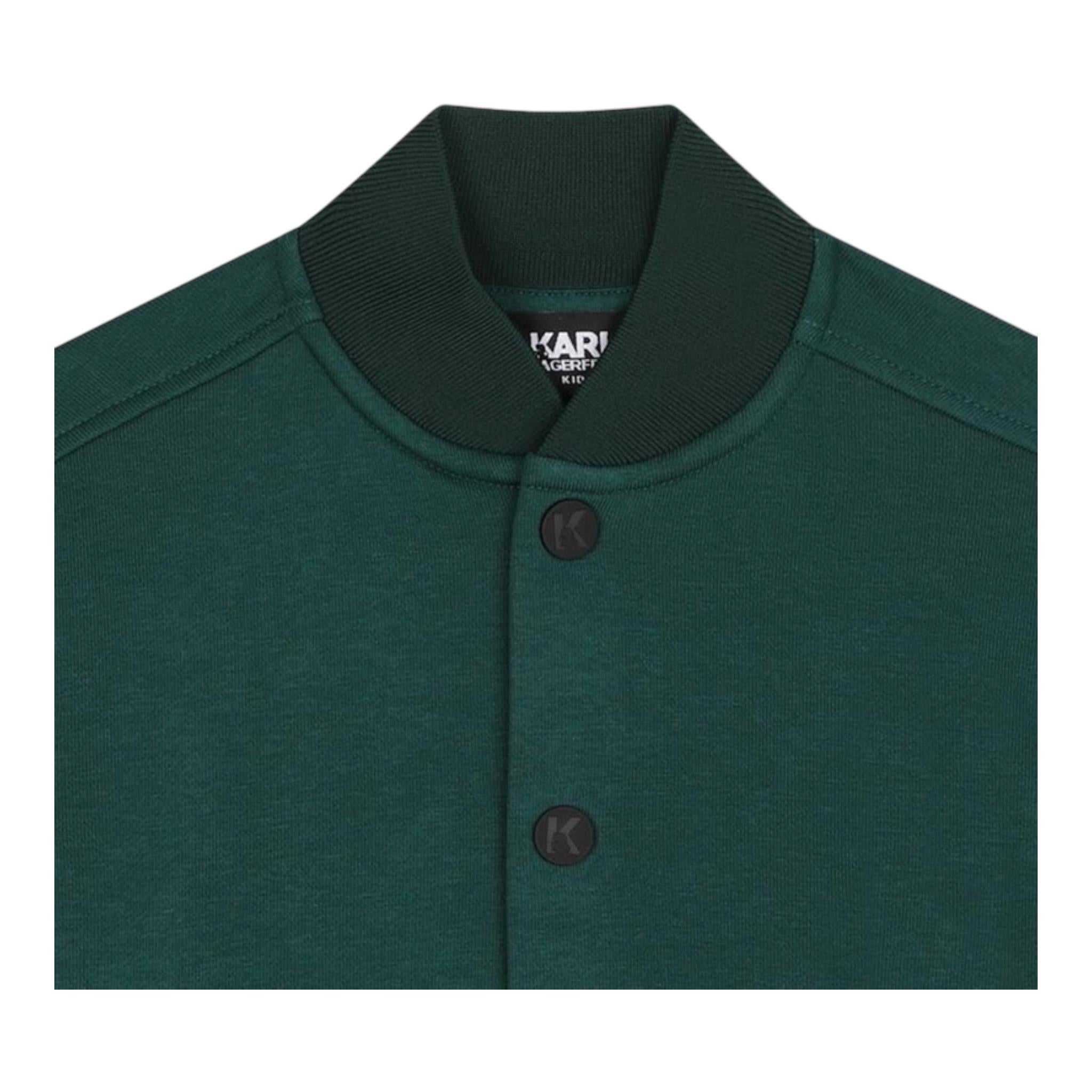 KARL LAGERFELD felpa con bottoni tinta unita Verde per Bambino Z30259 VERDE KARL LAGERFELD 