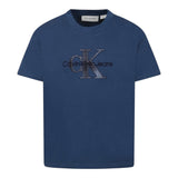 Calvin Klein T-Shirt Girocollo Tinta Unita con Stampa per Bambino IB0IB02359 BLU CALVIN KLEIN 
