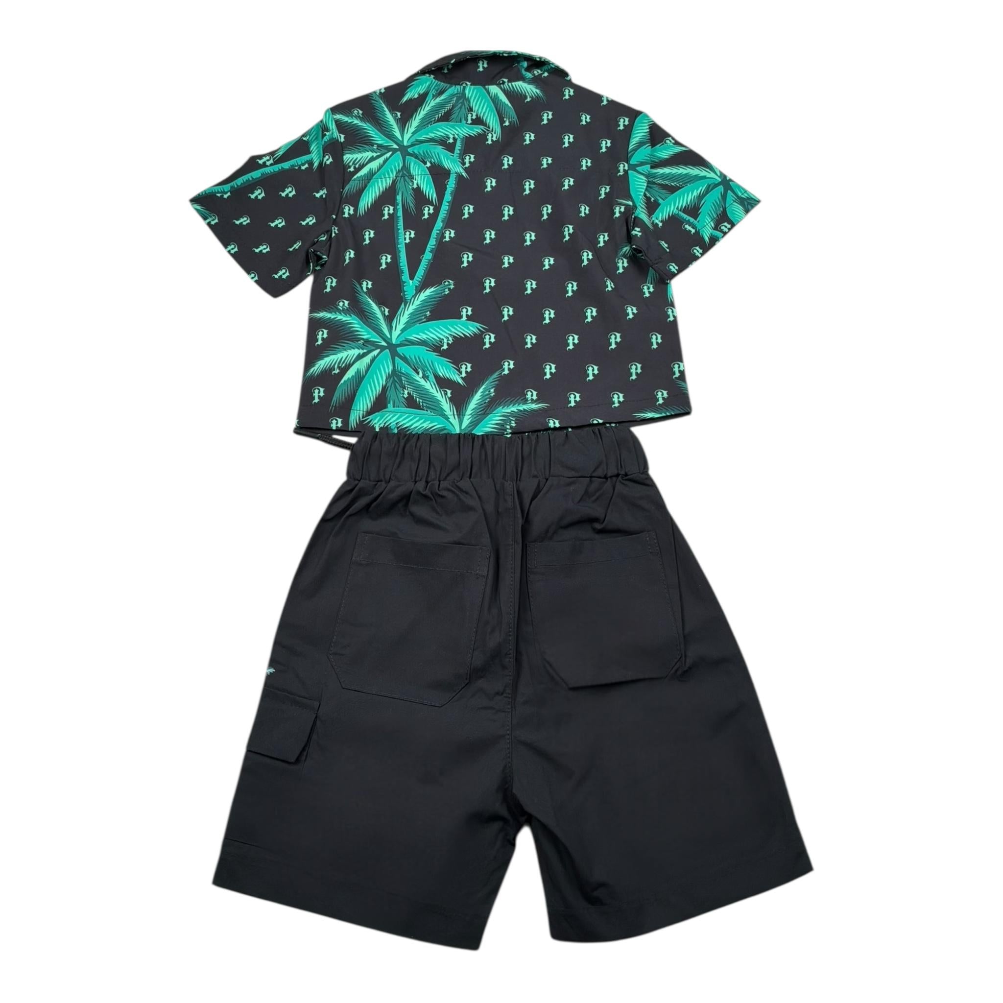 Patriot Completo 2 Pezzi Camicia-Bermuda Tinta Unita con Stampa per Bambino PCA0012 NERO PATRIOT 