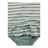 Petit Indi Pagliaccetto Bicolore Con Fantasia A Righe Bianco/Verde Per Neonata