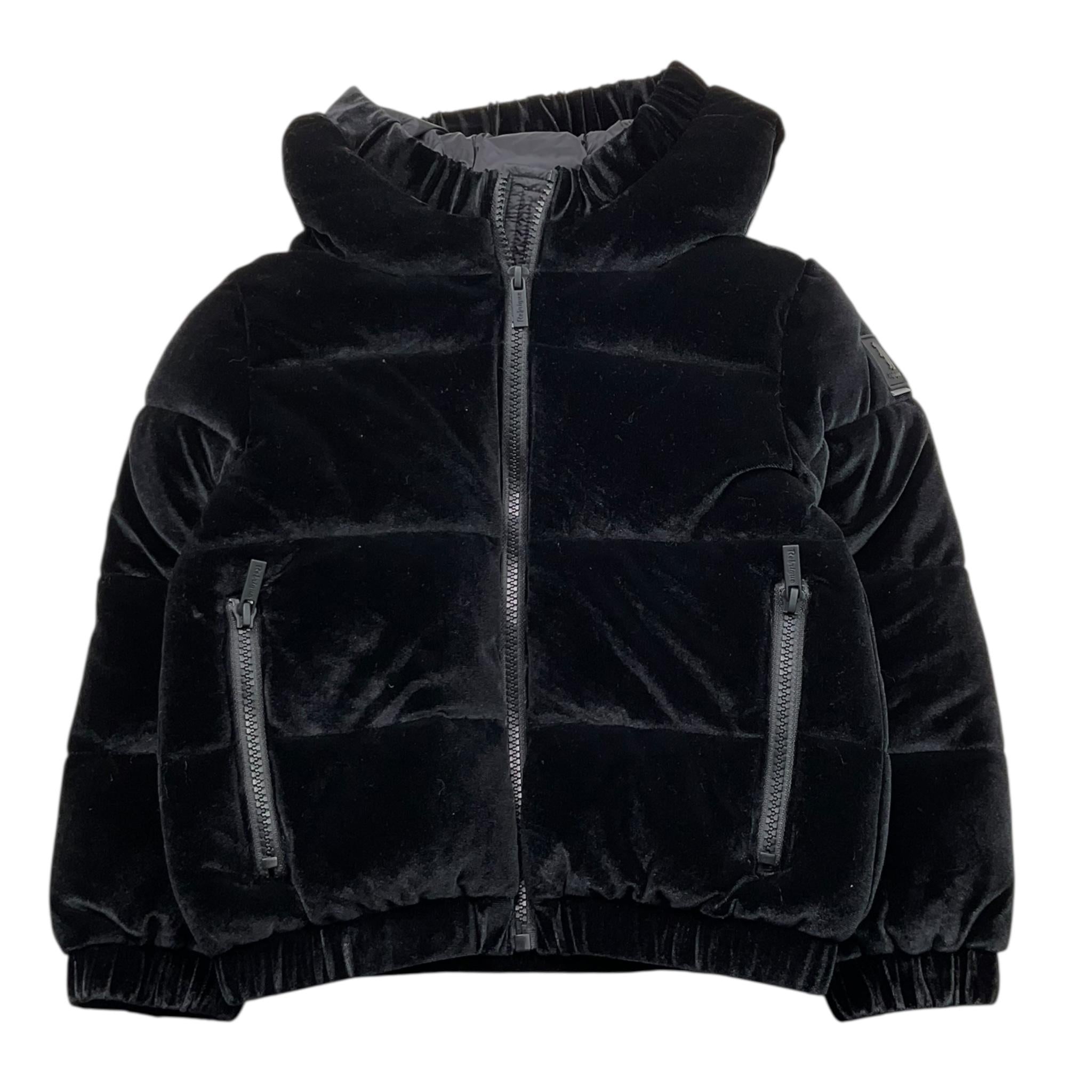 REFRIGUE giubbino tinta unita in camoscio con cappuccio Nero per Bambina 2841O00010 NERO REFRIGUE 