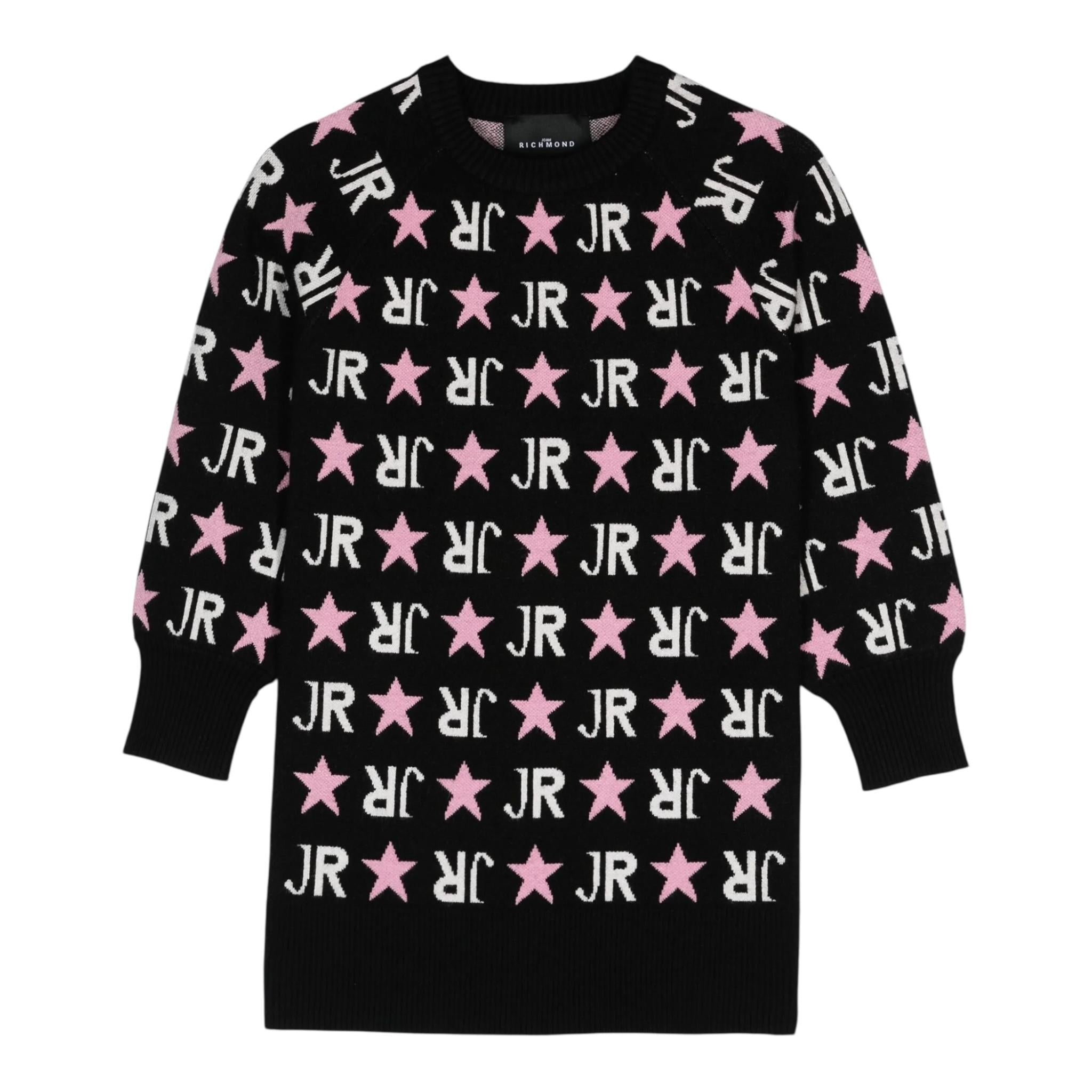 JOHN RICHMOND abito manica lunga in maglia con stampe logo Nero per Bambina RGA24004VEXX NERO JOHN RICHMOND 