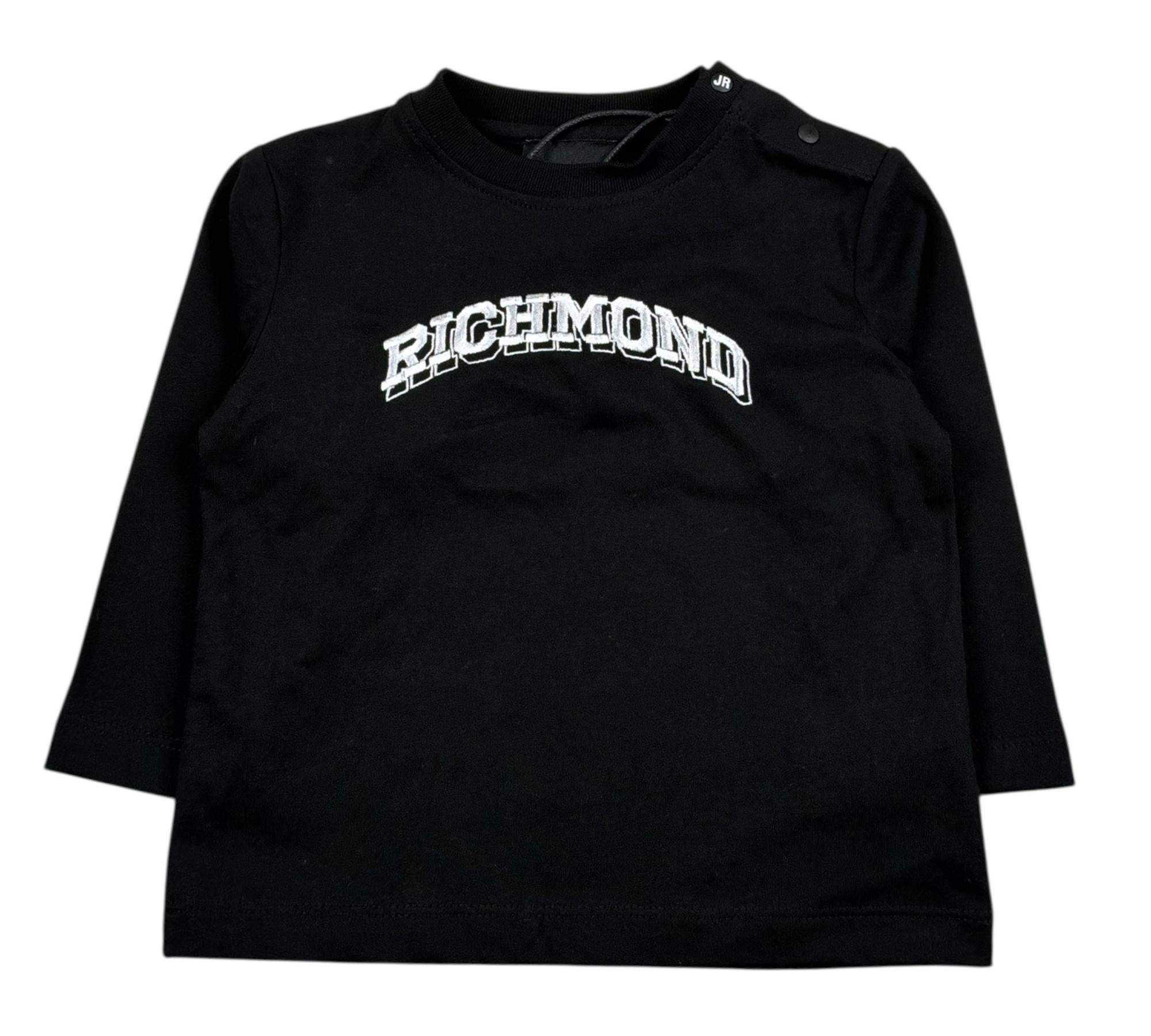 John Richmond Shirt Girocollo Tinta Unita con Stampa per Neonato RIP26130TS NERO JOHN RICHMOND 