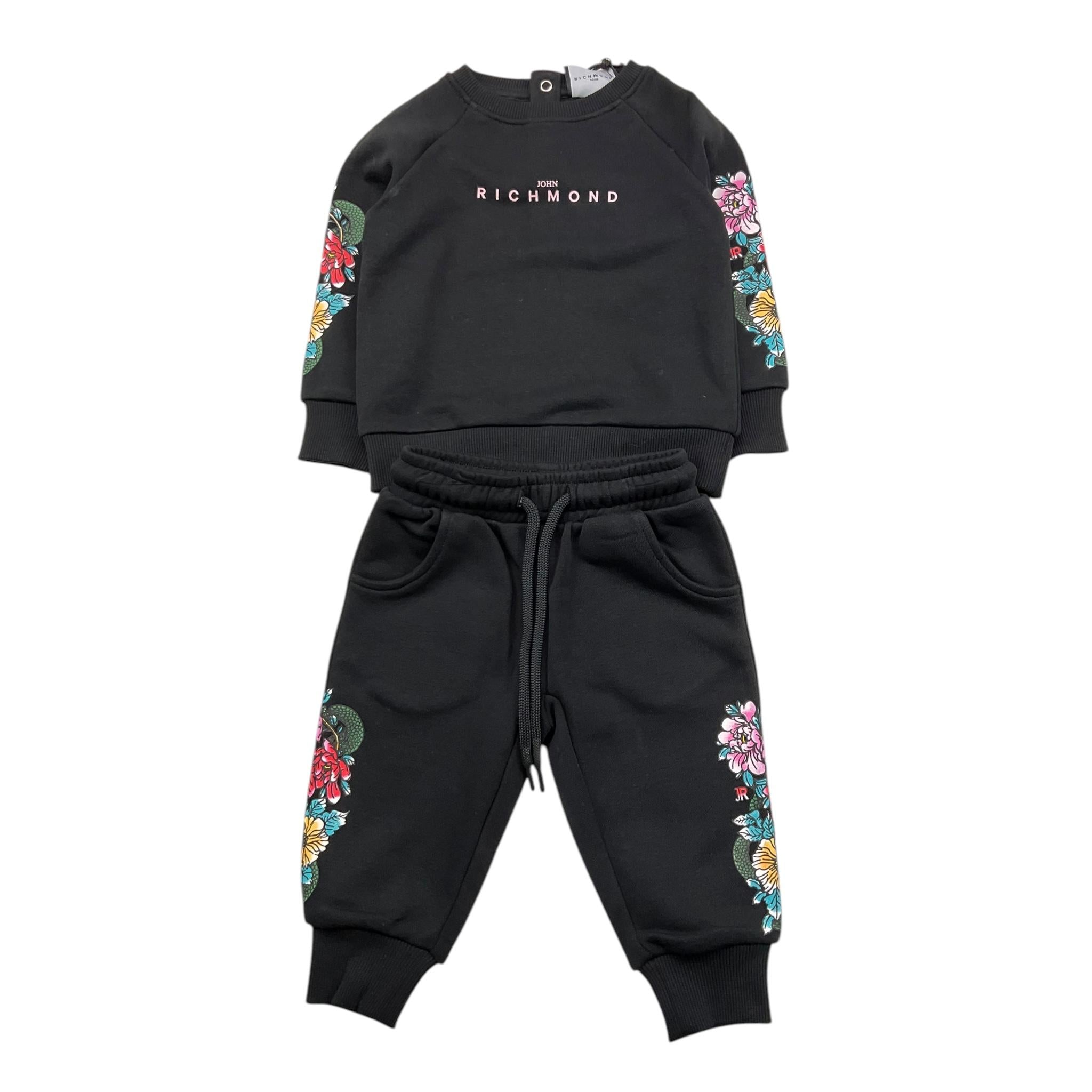 JOHN RICHMOND completo tinta unita 2pz felpa-pantalone Nero per Neonata RIA25065CF NERO JOHN RICHMOND 