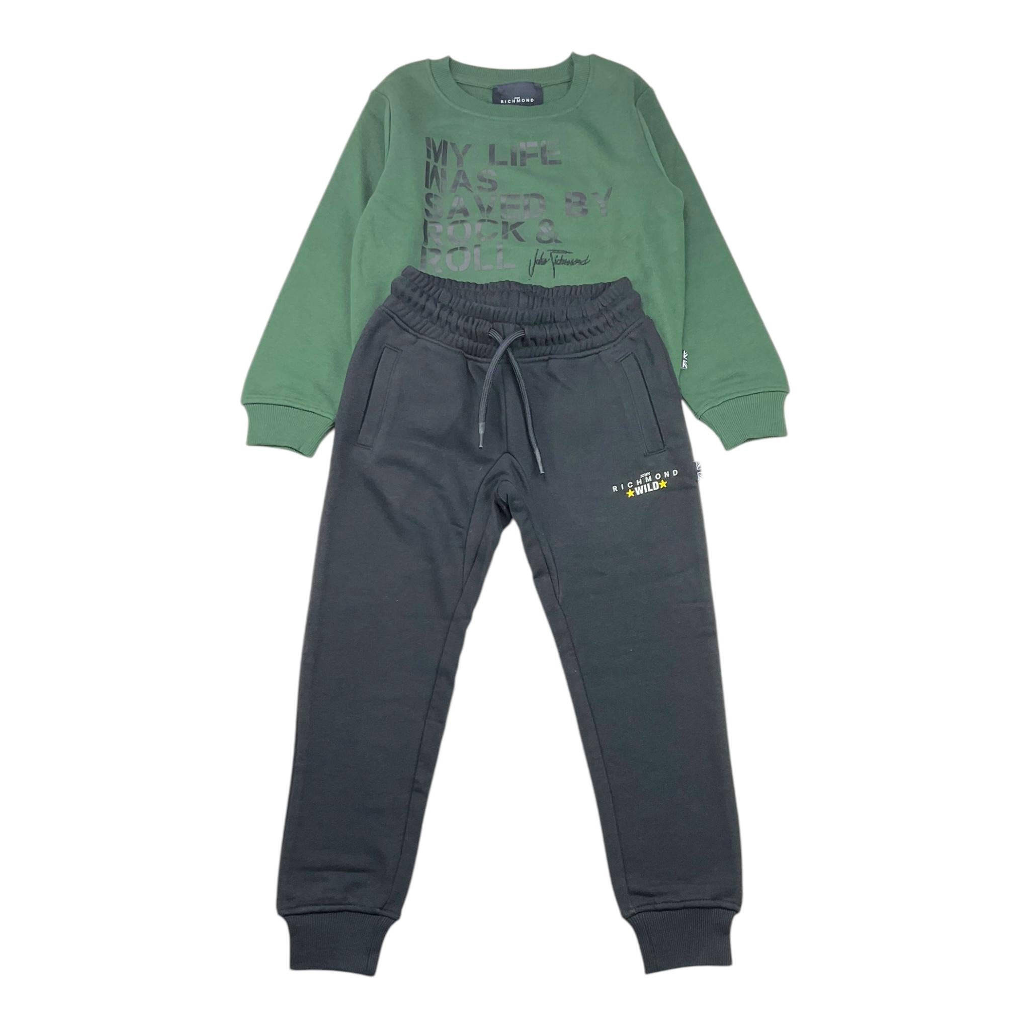 JOHN RICHMOND completo 2pz felpa- pantalone bicolore Nero/verde per Bambino RBA24149CF NERO/VERDE JOHN RICHMOND 