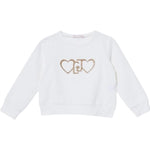 Liu Jo Felpa Chiusa Girocollo Tinta Unita con Logo per Neonata KA5014 BIANCO LIU JO 