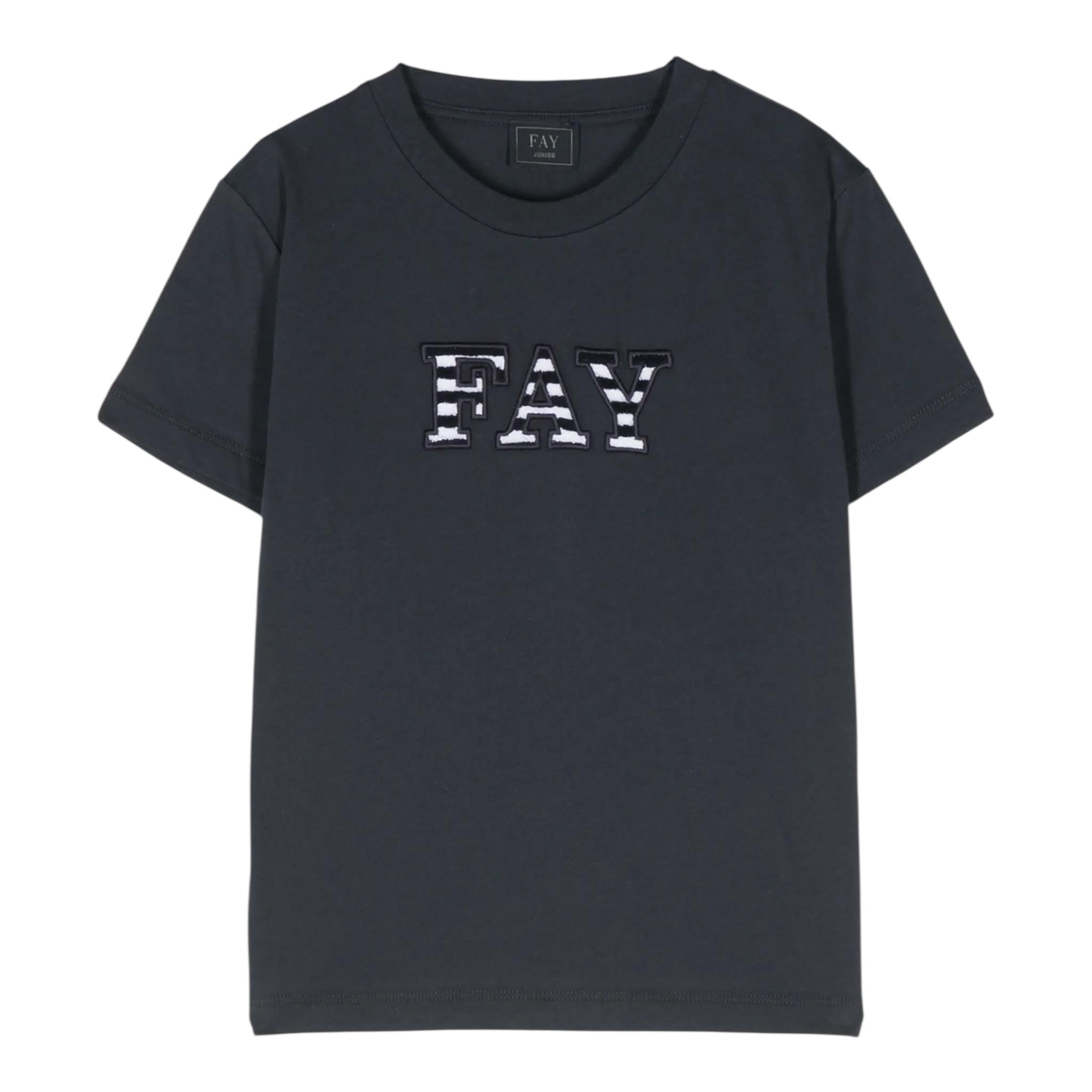 Fay T-Shirt Girocollo Tinta Unita con Logo per Neonato BU8551 BLU FAY 