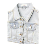 Vicolo Gilet In Denim Tinta Unita Azzurro per Neonata