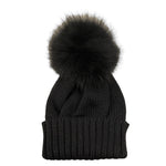 REGINA   cappello tinta unita con pon pon Nero per Neonata 305999N NERO REGINA 