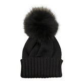REGINA   cappello tinta unita con pon pon Nero per Neonata 305999N NERO REGINA 