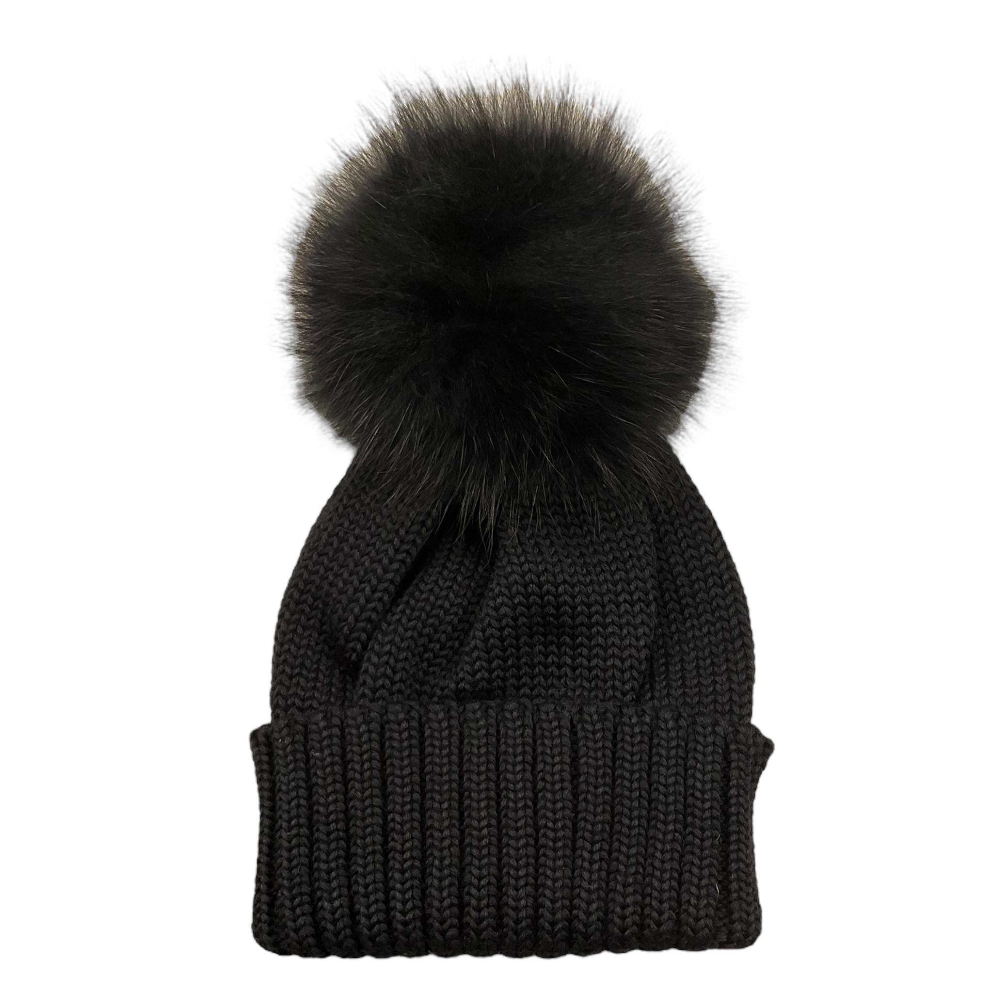 REGINA   cappello tinta unita con pon pon Nero per Neonata 305999N NERO REGINA 