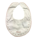Chicco Bavetta Tinta Unita Con Ricami In Contrasto Bianco Per Neonata