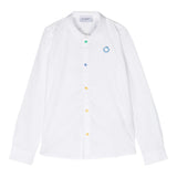 Trussardi Camicia Manica Lung Tinta Unita con Stampa Logo Bianco per Neonato