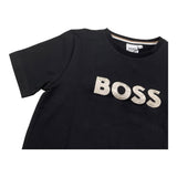 Boss T-Shirt Girocollo Tinta Unita con Logo per Bambino J52049 NERO BOSS 