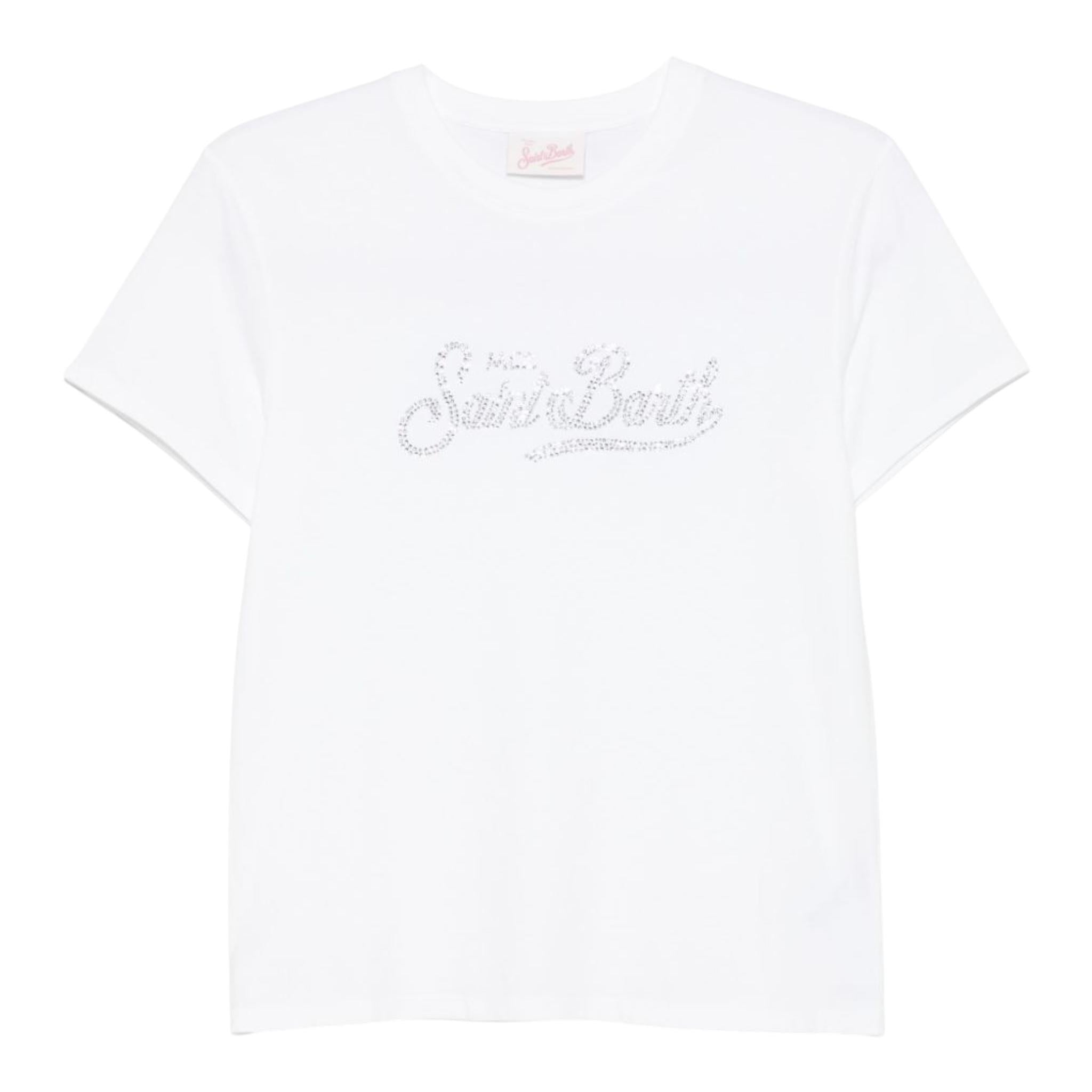 Saint Barth T-Shirt Girocollo Tinta Unita con Logo per Bambina ELLY0013 BIANCO SAINT BARTH 