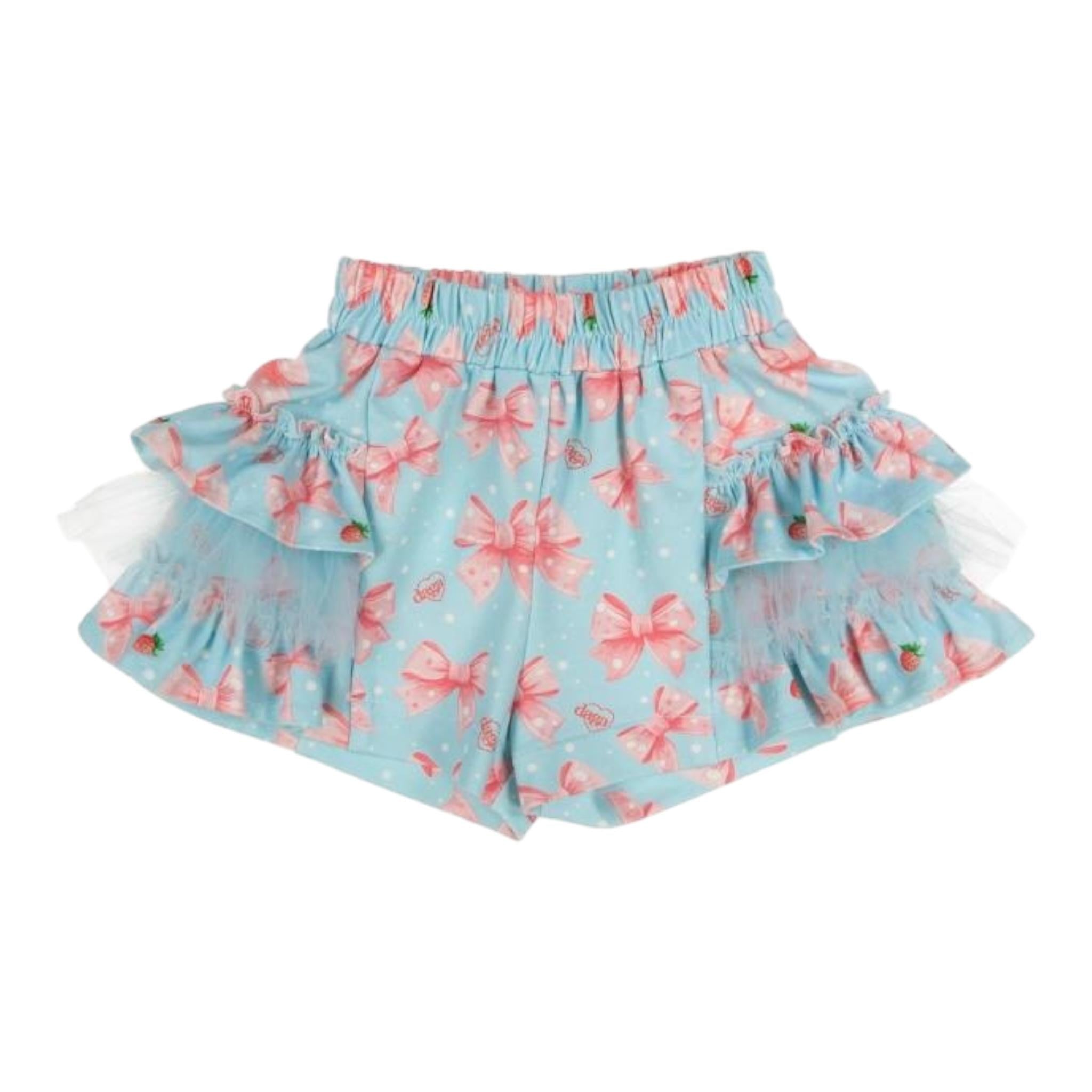 Daga Collection Completo Shorts-T-Shirt Tinta Unita con Applicazioni Fiocchi per Bambina M10071 BIANCO DAGA COLLECTION 