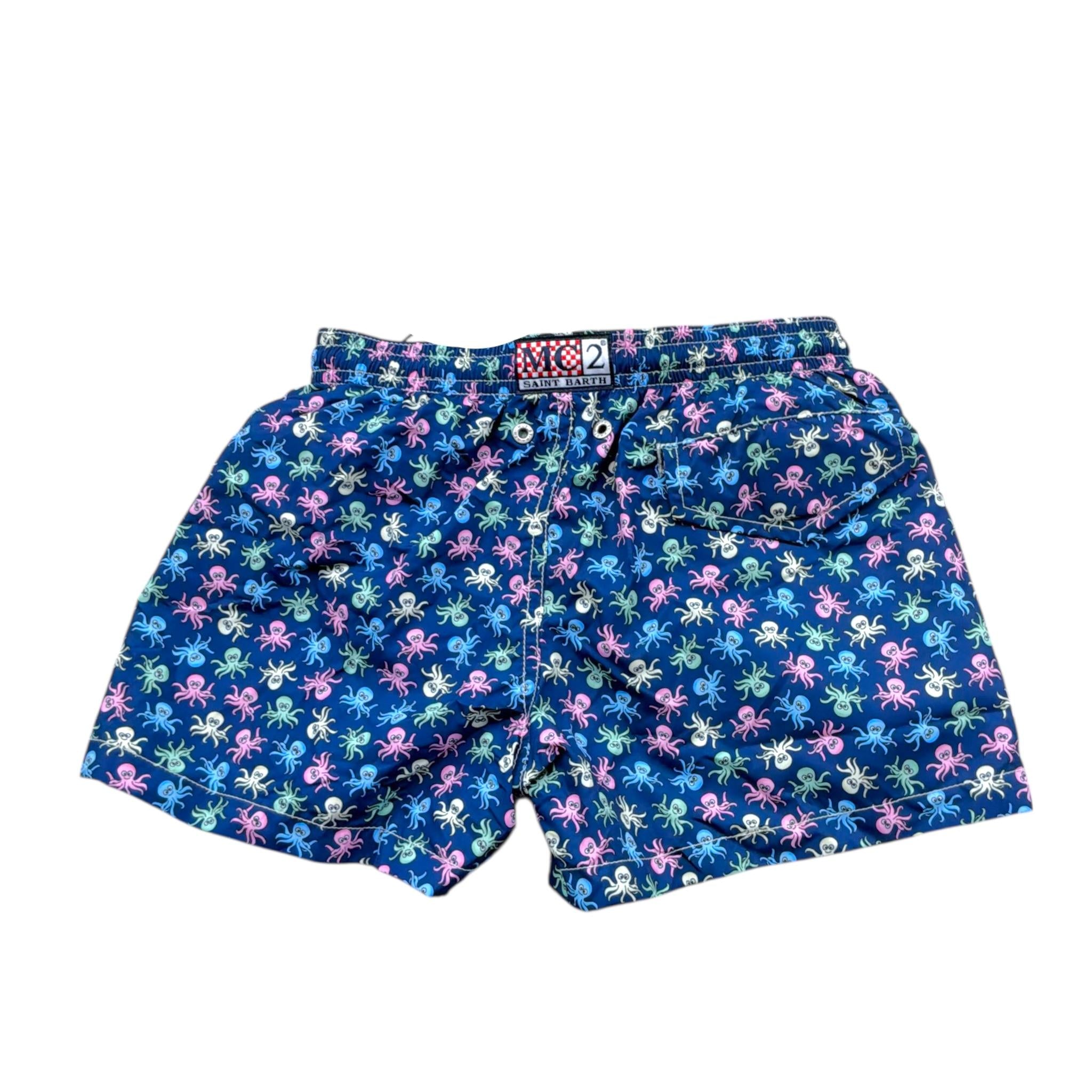 Saint Barth Costume Modello Boxer Tinta Unita con Stampa per Bambino 00117L BLU SAINT BARTH 