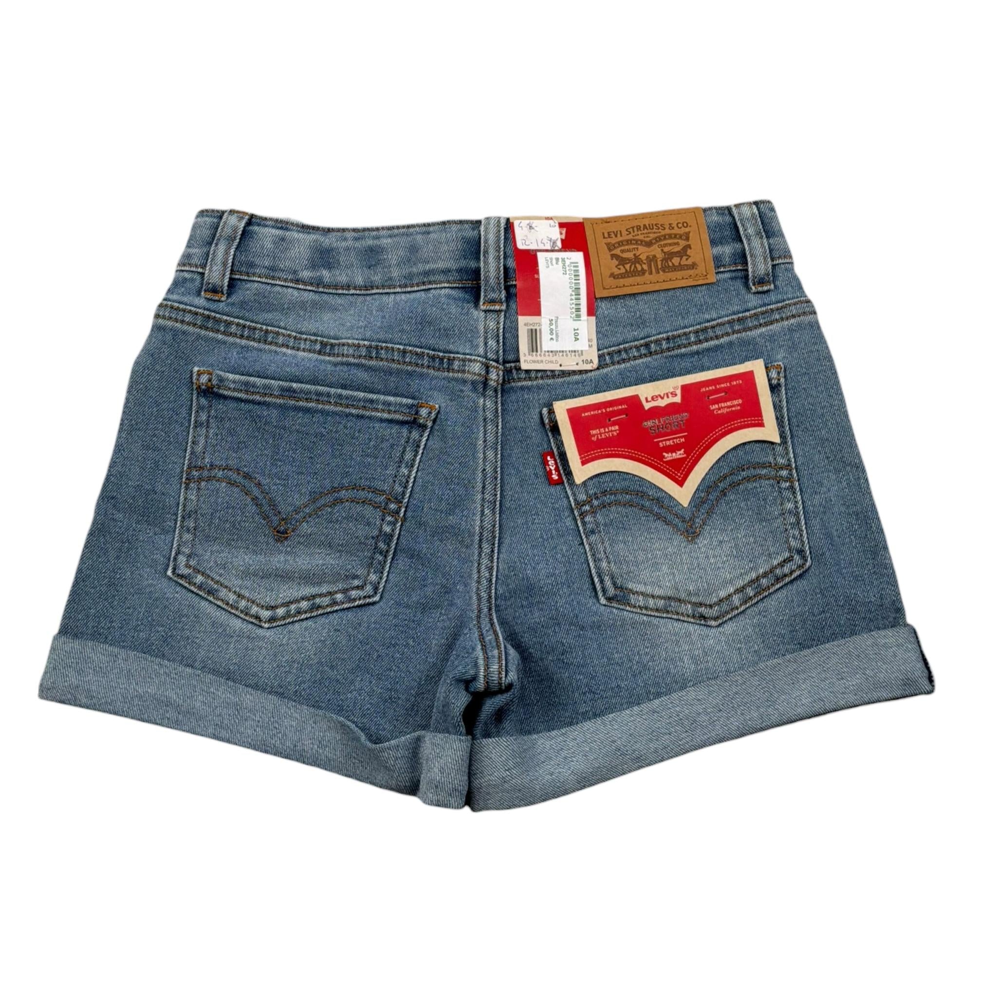 Levi'S Short In Denim Tinta Unita con Girovita Regolabile per Bambina 3EH272 AZZURRO LEVI'S 