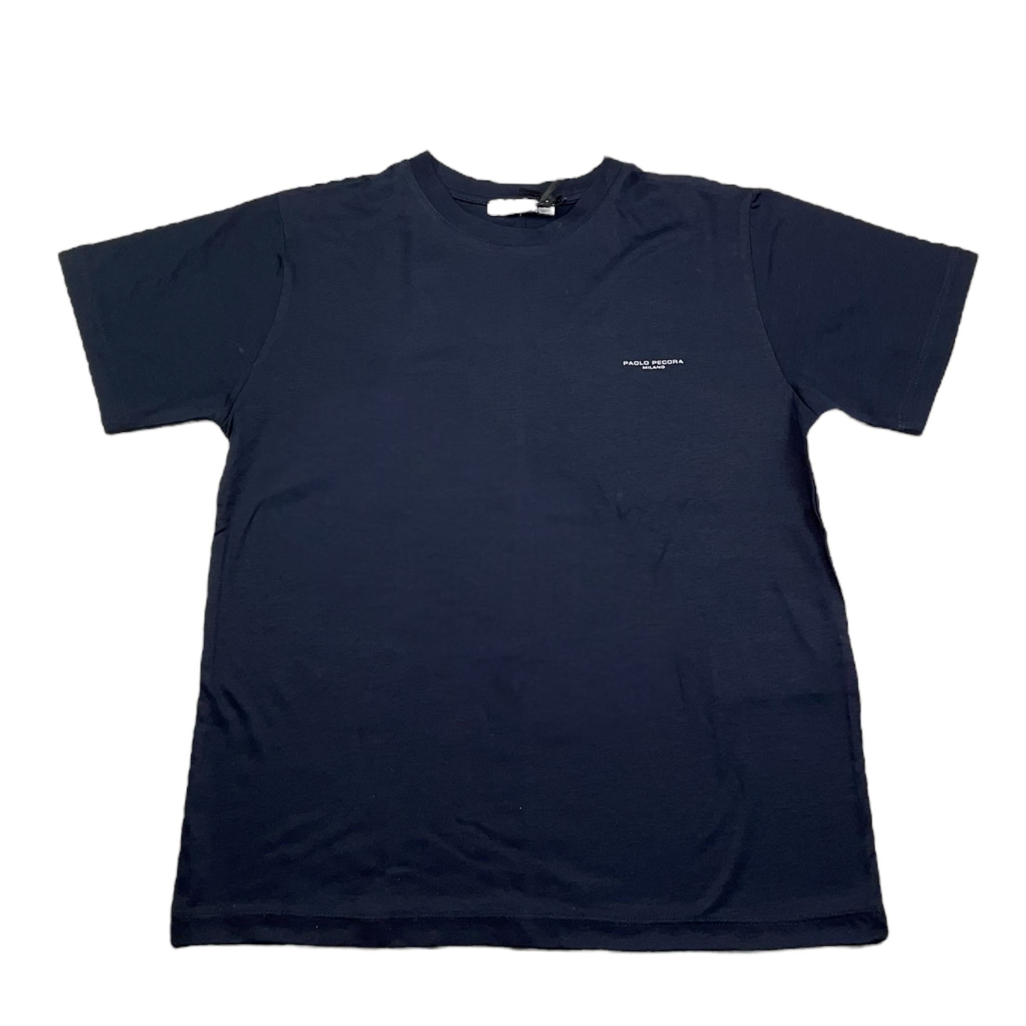 Paolo Pecora T-Shirt Girocollo Tinta Unita con Logo per Bambino PP4052 BLU PAOLO PECORA 