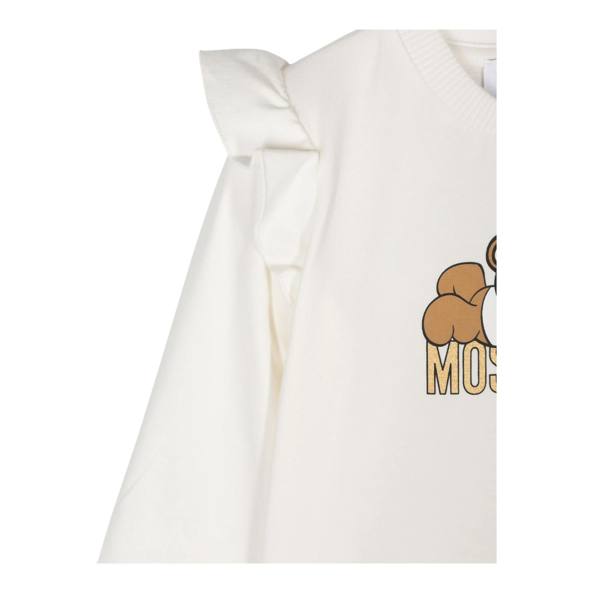 MOSCHINO shirt girocollo tinta unita con stampa in contrasto Panna per Bambina HDO00T PANNA MOSCHINO 
