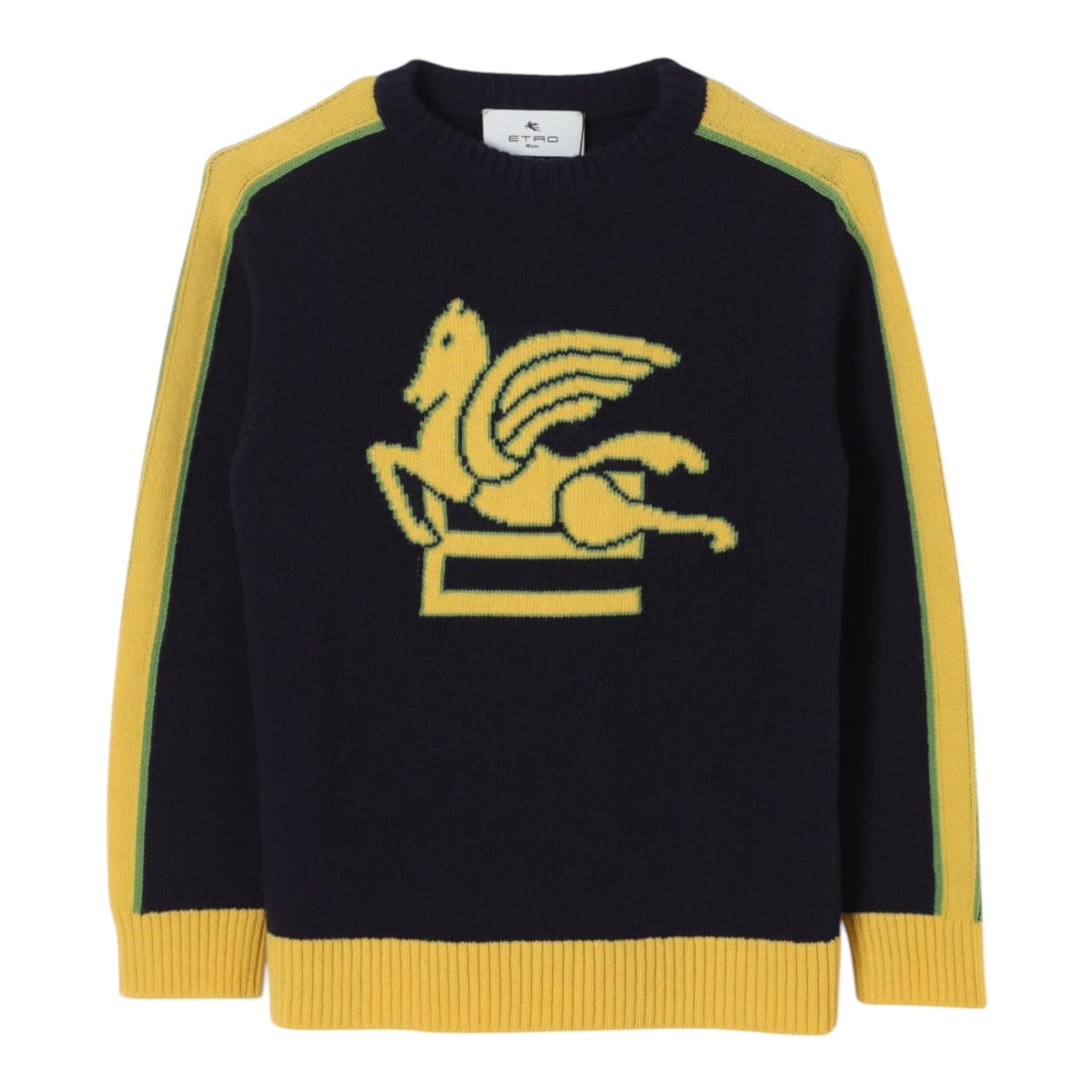 ETRO maglia tinta unita con stampa Blu per Bambino GV9A10 BLU ETRO 