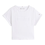 Tommy Hilfiger T-Shirt Tinta Unita con Stampa per Bambina KG0KG08550 BIANCO TOMMY HILFIGER 