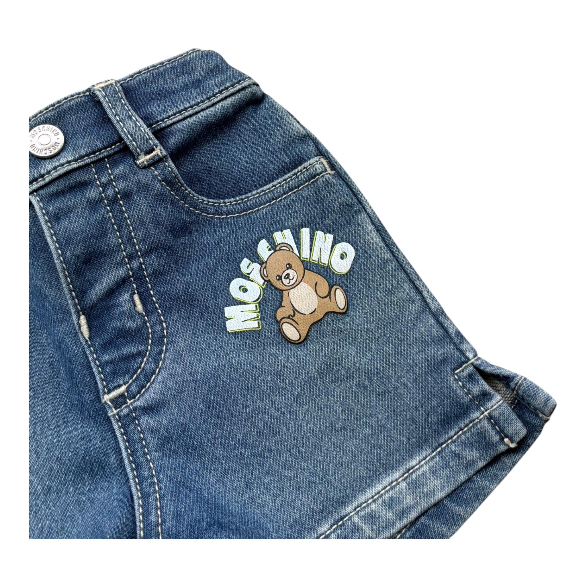 Moschino Short Tinta Unita In Denim per Neonata MUQ01P BLU MOSCHINO 