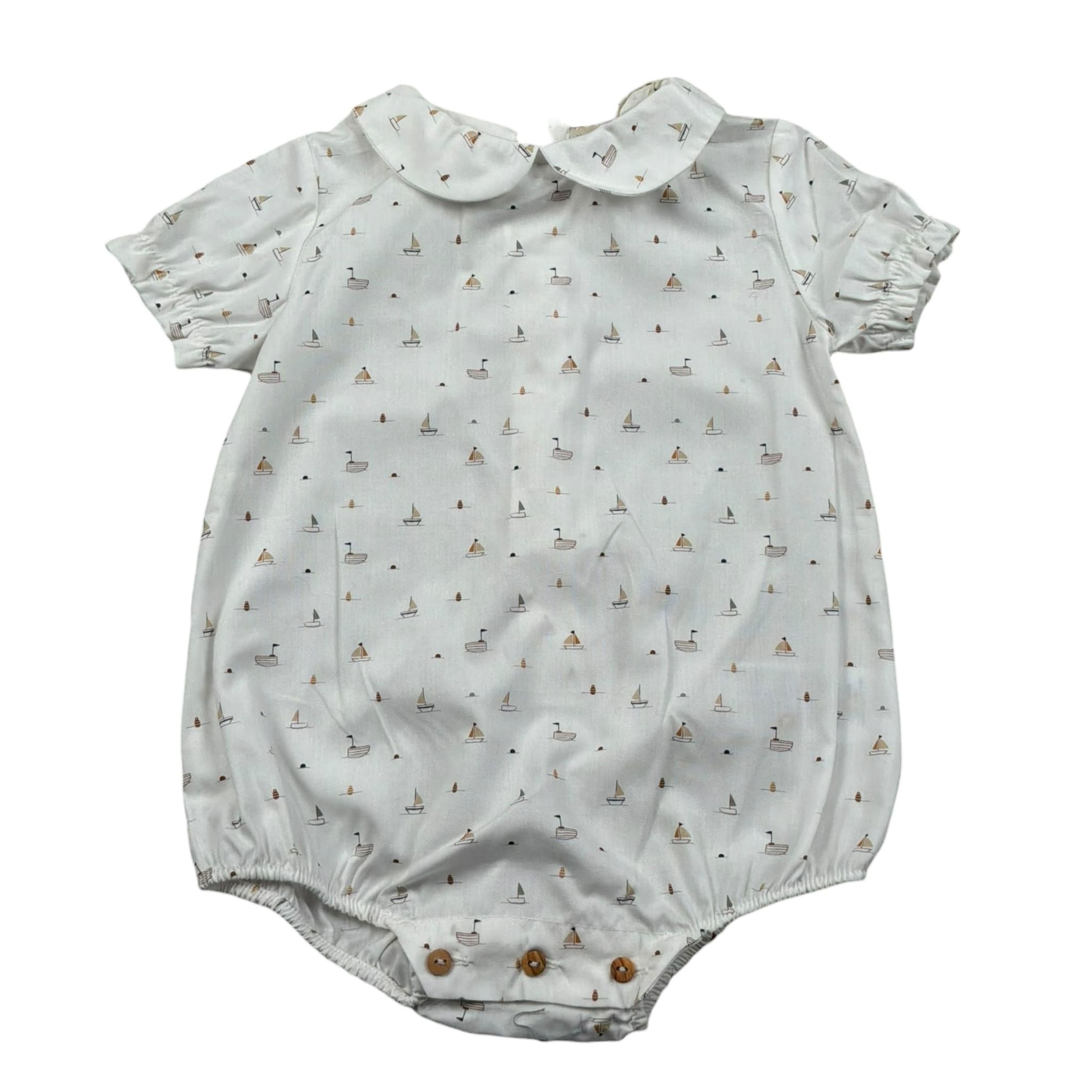 Wedoble Pagliaccetto Mezza Manica Tinta Unita con Stampe per Neonato V2504716A BIANCO WEDOBLE 