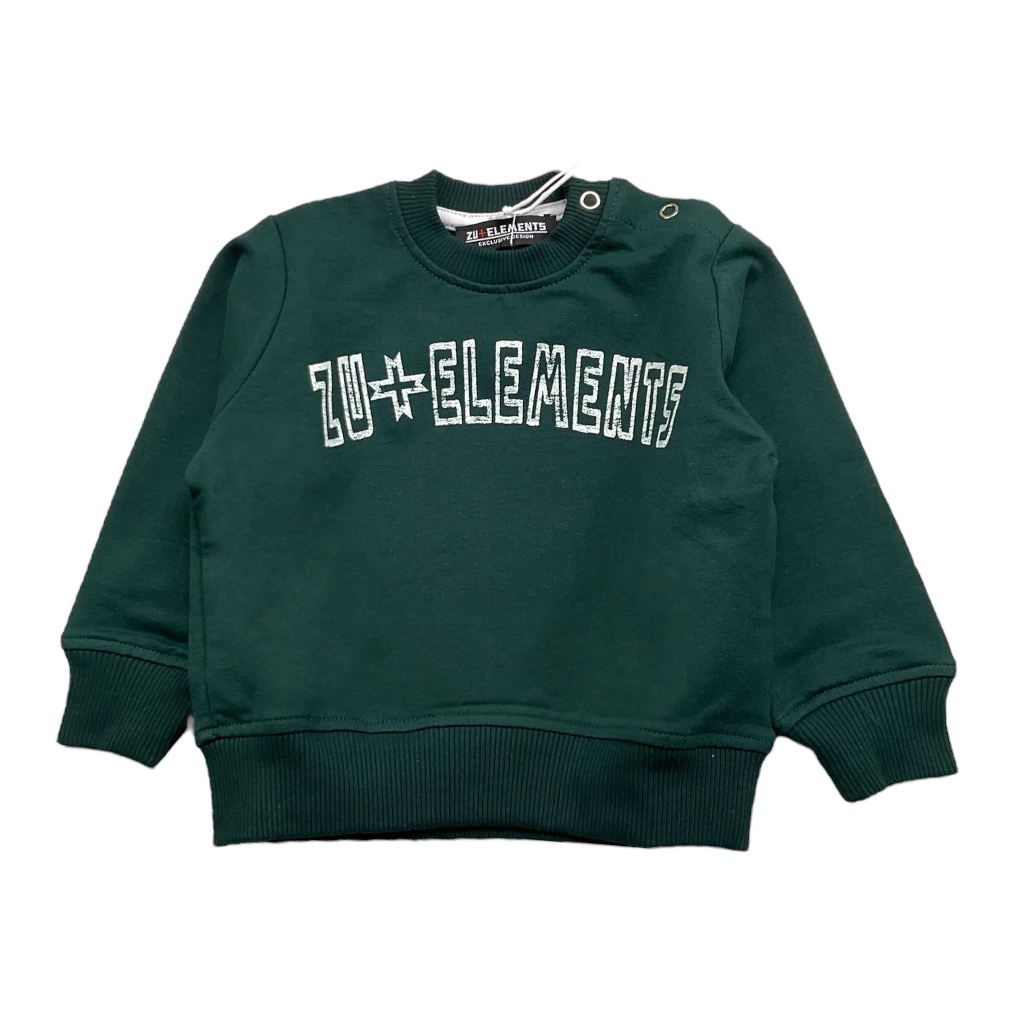 ZU+ELEMENTS felpa girocollo tinta unita con stampa Verde per Neonato ZU2822 VERDE ZU+ELEMENTS 