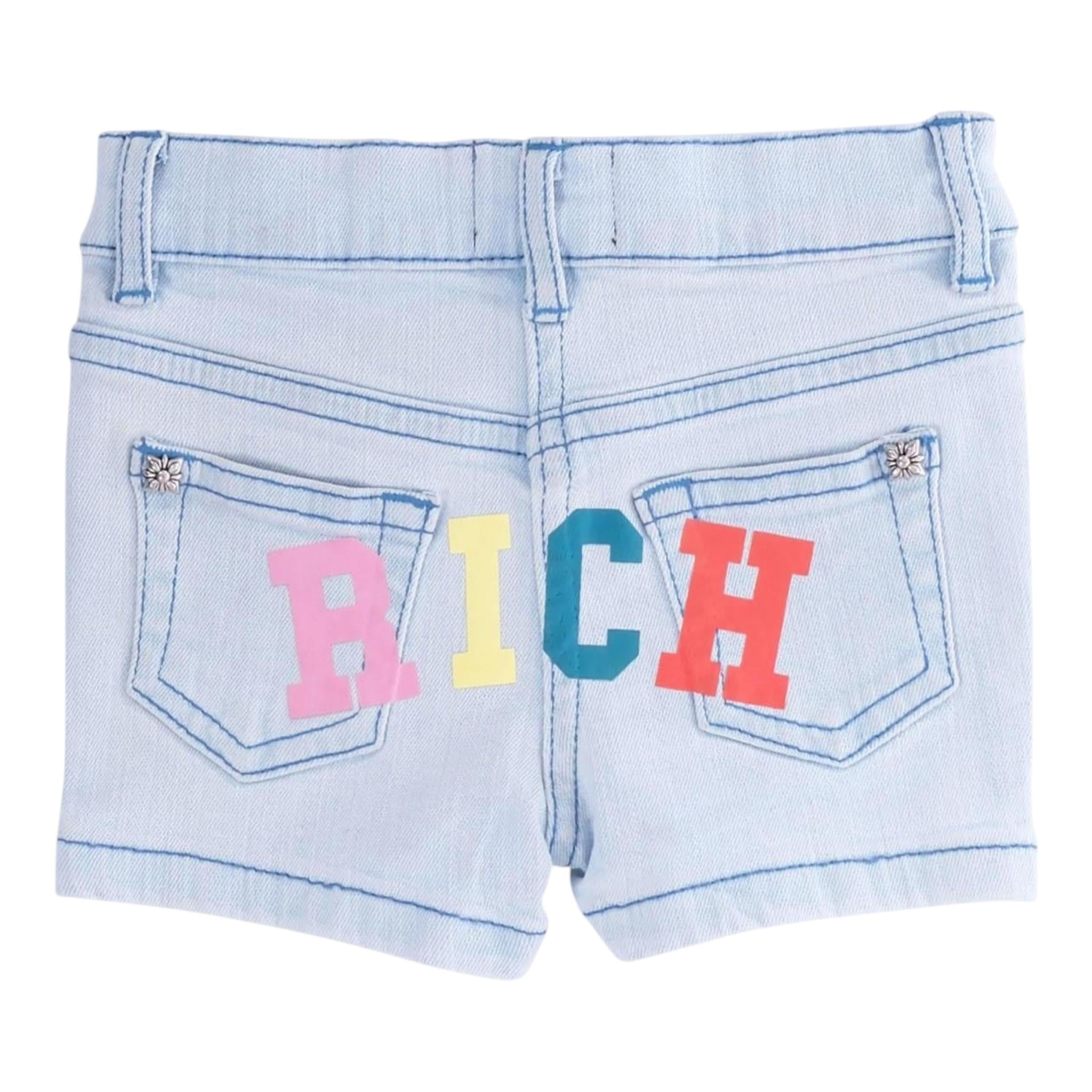 John Richmond Short In Denim Tinta Unita con Logo per Neonata RIP25031SHXN AZZURRO JOHN RICHMOND 