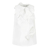 Simonetta Abito Giromanica Tinta Unita con Fiocchi per Bambina SW1B42S BIANCO SIMONETTA 