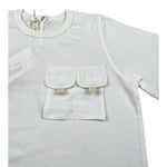 Zhoe & Tobiah T-Shirt Girocollo Tinta Unita con Taschino per Neonato BSE12MN PANNA ZHOE & TOBIAH 