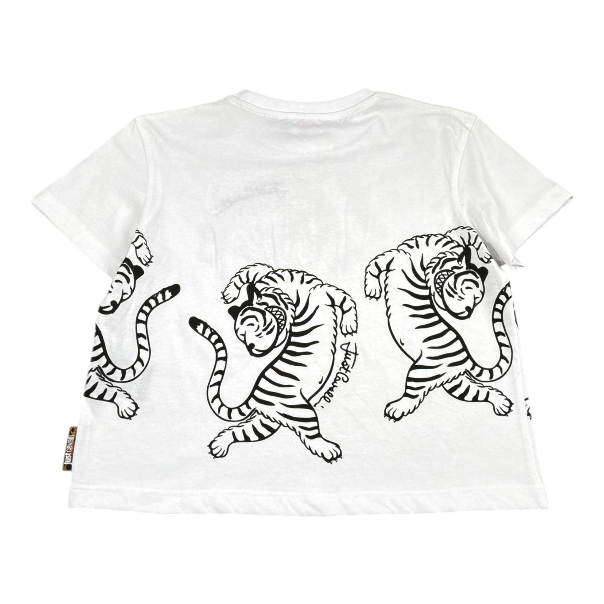 Just Cavalli T-Shirt Girocollo Tinta Unita con Stampa per Bambina JGP26181TS BIANCO JUST CAVALLI 